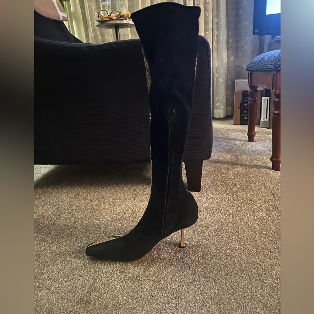 Celine Suede/Python Heel Boots - Picture 3 of 8